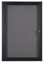 Displays2go 24 x 36 Inches Wall Mountable Enclosed Message Board with Hinged Swing-Open Door, Gray and Black Aluminum (LGFBBF2436)