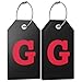 Shacke Large Luggage Tag Initial with Full Privacy Cover and Stainless Steel Loop - Black (Letter G)