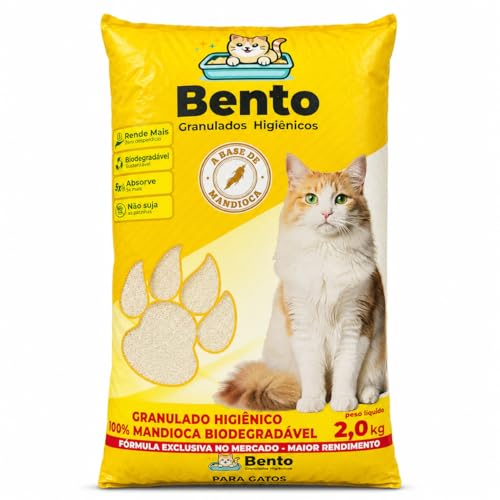 Areia Sanitária Higiênica para Gatos 2kg Biodegradável de Mandioca Alto Poder de Absorção Natural sem Perfume Torrão Firme Baixa Poeira para Caixa de Areia e Ajuda no Controle de Odores