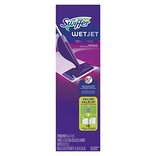 Swiffer WetJet Starter Kit, Includes 1 Power Mop, 5 Pads, Solution