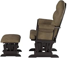 angel line windsor glider and ottoman espresso finish and beige cushions