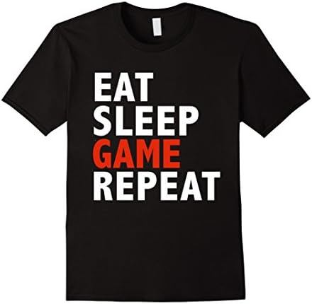 Men's Funny Eat Sleep Game Repeat T-shirt Gaming Gamers League  Medium Black