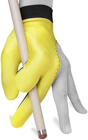 Billiard Pool Cue GLOVE by Fortuna - Classic Two-colored - For left hand - Yellow/Black (X-Large)