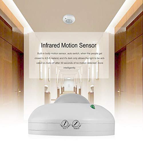 AC 220V-240V 50Hz Ceiling Recessed Human Body Induction Switch Detector Infrared Motion Sensor 360 Degree Human Body Inductor - White