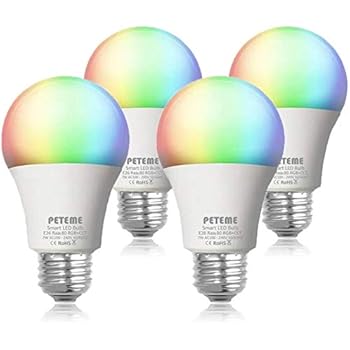 Smart LED Light Bulb 2.4G(Not 5G) E26 WiFi Multicolor Light Bulb Work with Alexa,Siri, Echo, Google Home and IFTTT (No Hub Required), A19 60W Equivalent RGB Color Changing Bulb (4 Pack)