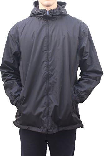 Maxxsell Mens Reversible Fleece Lined Hooded Windbreaker Rain Jacket (XX-Large, Black)