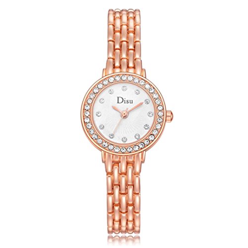 image for Woaills Rose Gold Plated Women's Elegant Rhinestone Bracelet Quartz Wa