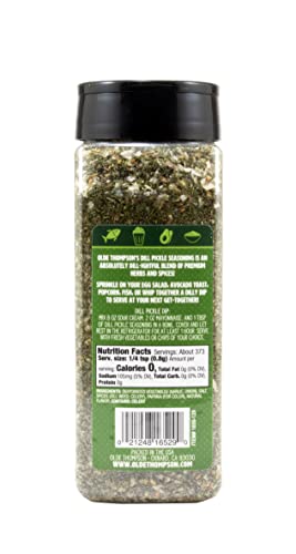 OLDE THOMPSON DILL PICKLE SEASONING, IDEAL FOR COOKING AND POPCORN, INCLUDES DILL PICKLE DIP RECIPE, 10.5 OUNCE