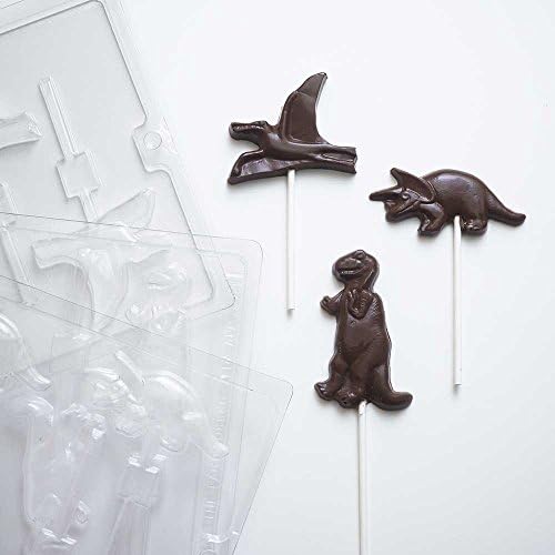 Dinosaur Sucker Chocolate Molds - (1) T-Rex Candy Suckers (1) Pterodactyl Candy Sucker (1) Triceratops Candy Sucker
