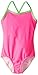 Kanu Surf Girls' Layla Beach Sport Banded 1 Piece Swimsuit, Solid Pink, 8