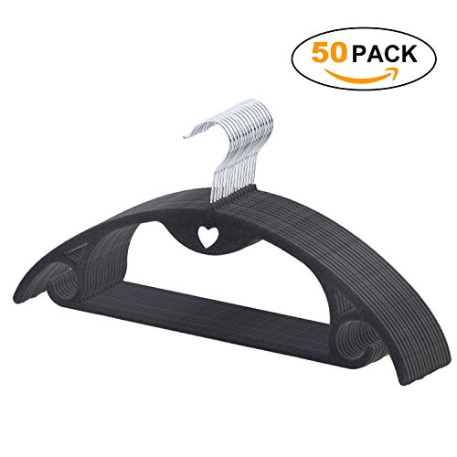 50 Pack Velvet Hangers, Non-Slip Hangers 360 Degree Swivel Chrome Hook Hold Up To 10 Lbs Ultra Thin 6mm Space Saving Flocking Hangers for Premium Suit Coats Jackets Pants and Dress Clothes Grey - Thumbnail 7
