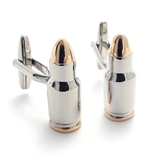 2pcs Classic Personalized Polished Bullet Shirts Men's Cufflinks, Gold Silver, 1 Pair Set