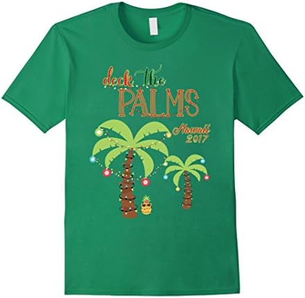 Mens Hawaiian Christmas T Shirt-Hawaii 2017 Family Vacation Tee Large Kelly Green