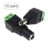 12V DC Power Connector 5.5mm x 2.1mm, CENTROPOWER ( 10 x Male and 10 x Female ) Power Jack Adapter for Led Strip CCTV Security Camera Cable Wire Ends Plug Barrel Adapter