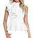 Shawhuwa Womens Sexy Asymmetric Ruffle Side Peplum Top Clubwear (X-Large, White)