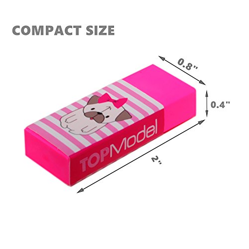 Wekoil Pack 6 Soft Plastic Vinyl Eraser Color Assorted Block Eraser latex free Pencil Eraser for Drawing, Sketch, Writing,White-Pink Erasers Set