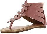 Daphne-23 Little Girls Flat Sandals with Flowers