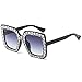 Fheaven Womens Fashion Artificial Diamond Cat Ear Quadrate Big Metal Frame Brand Classic Sunglasses (D)