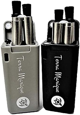 Collapsible Reusable Stainless Straws, TERRA MARIQUE 2 Pack Folding Straws Medical-Grade Food-Grade Drinking Straws Portable with Hard Case Easy Carry Cleaning Brush for Travel and Home