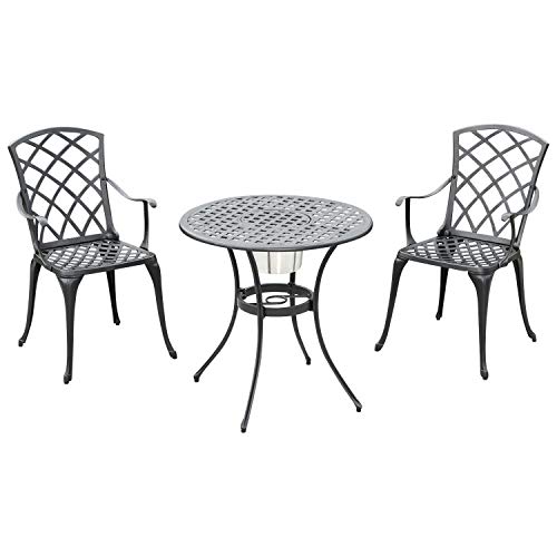 Bistroset Gartenset Gartenmöbel Gartengarnitur 3-teilig Alu Metall Grau