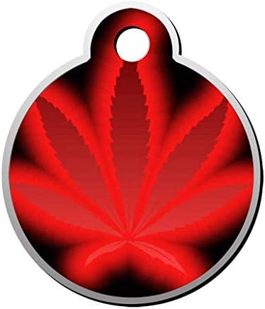 Weed Leaf Red Personalized Pet Id Tag for Dog and Cats,Cute Round Dog ID Tag,Pet Identification Tag,Gifts for Pet Lovers