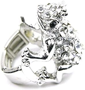 Crispy Product Realistic 3d Toad Frog Shaped Rhinestone Stretch Ring Selection (1519 CLEAR)