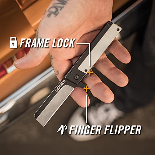 GERBER Quadrant, Straight Edge Flipper Knife with Pocket Clip, White G