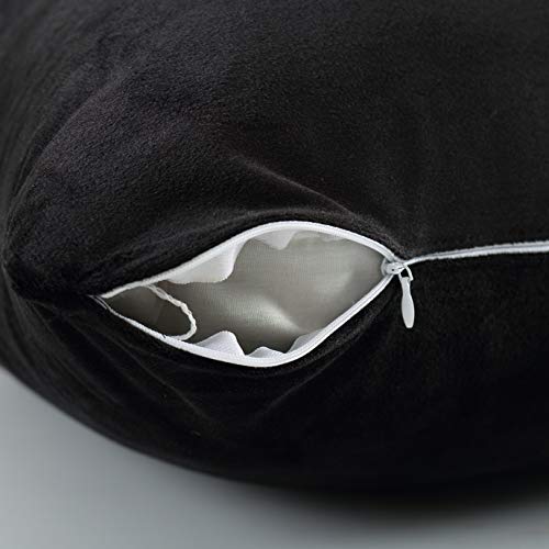 EVOLIVE Soft Micromink Euro Sham Cover Pillowcase Replacement with Zipper Closure (Black, 26"X26")