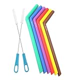 Reusable Silicone Straws with Cleaning Brush for 20 30 Ounce YETI and RTIC Tumblers, Smoothies & Milkshakes, Dishwasher Safe, Safe For Kids Pack of 6