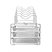 Seville Classics 3-Tier Stacking Mesh Desk Organizer 5 Vertical File Sorter 3 Locking Sliding Letter Tray Non Slip Desktop Storage, Satin Pewter