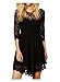 CA Fashion Women's 3/4 Sleeve Twinset 2 PCs Lace Asymmetrical Hem Dress Black Large