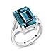 925 Sterling Silver London Blue Topaz Women's Solitaire Ring (7.10 Ct Emerald Cut, Gemstone Birthstone (Available 5,6,7,8,9)