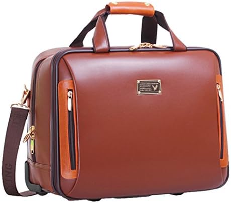 Dahongying PU Leather Business Trolley Travel Bag Wheeled Duffle Bags - Coffee