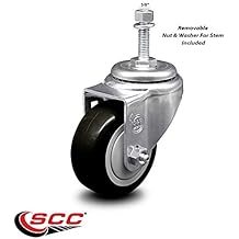 Black Polyurethane Swivel Threaded Stem Caster w/4