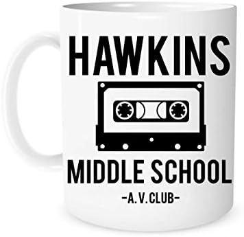 Skinified Stranger Things, Hawkins Middle School, Coffee Mug,11-Ounces, Ceramic