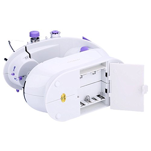[- Sewing Machine, Mini Portable 2-Speed Sewing Machine for Beginners with Light + 4 Bobbins+Foot P
