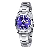Women Date Day Clock Female Stainless Steel Watch Ladies Fashion Casual Wrist Watches Blue