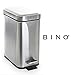 BINO | Rectangular Step Trash Can | 1.3 Gallon/5 Liter Stainless Steel Trash Can with Lid | Home or Office Bathroom Trash Cans with Lids | Kitchen Garbage Can with Non-Slip Stepper | Brushed Steel