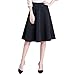 Women's High Waist A-line Skirt Pleated knee length Midi Skirt with Pockets