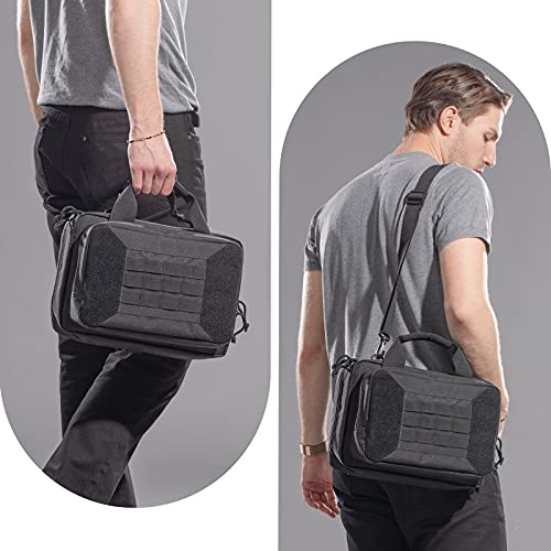 HUNTSEN Tactical Gun Range Bag Double Scoped Handgun Firearm Case