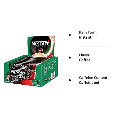 Nescafe 3 In 1 Strong Instant Coffee Single Packets, (Pack Of 28) on