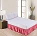 Sheets & Beyond Wrap Around Solid Microfiber Luxury Hotel Quality Fabric Bedroom Gathered Ruffled Bedding Bed Skirt 14 Inch Drop (Twin, Pink)