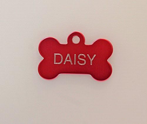 RS PETS Pet ID Tag - Bone Shaped Double Sided Engraved Tag - 20mm / 32mm 4 Colours (PINK)