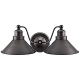 Revel Welton 19" Mid-Century Industrial 2-Light Wall Sconce + Hand-Painted Gold Trim, Brushed Dark Bronze Finish ()