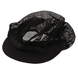 Chef Waiter Mesh/Cotton Cap Restaurant Kitchen Workshop Hair Net Cooling Reusable Bouffant Adjustable Food Service Hair Hat Protective Snoods - Black C