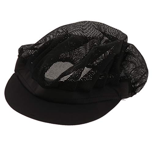 Chef Waiter Mesh/Cotton Cap Restaurant Kitchen Workshop Hair Net Cooling Reusable Bouffant Adjustable Food Service Hair Hat Protective Snoods - Black C