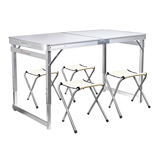 FrenzyBird 4-person Folding Picnic Table with 4 Chairs, Height Adjustable,Portable and Lightweight, for Outdoor,Camping,Picnic,BBQ,Party and Dining - Thumbnail 7