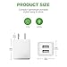 Wall Charger, 2.1A 12W Dual Port Portable Universal USB Wall Charger for Apple iPhone,iPad, Samsung Galaxy, HTC Nexus Moto BlackBerry, Bluetooth Speaker Headset & Power Bank, White (2-Pack)