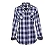 ZENTHACE Women's Thermal Fleece Lined Plaid Button Down Flannel Shirt Jacket Blue/White M