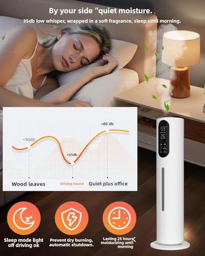 Humidifiers for Bedroom 9L Ultrasonic Cool Mist Humidifier for Large Room, Lasts 52H with 360° Nozzle, Sleep Mode & Auto Shut Off. Top Fill, 300ml/H Mist Speed, Ideal for Baby, Home, Office